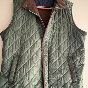 XL Peter Millar Quilted Men's Vest in Olive Green - Classic Casual Layer